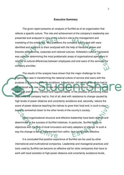 SurfAid International: Leadership, Culture, Management