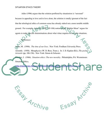 Theory Description: Situation Ethics Theory