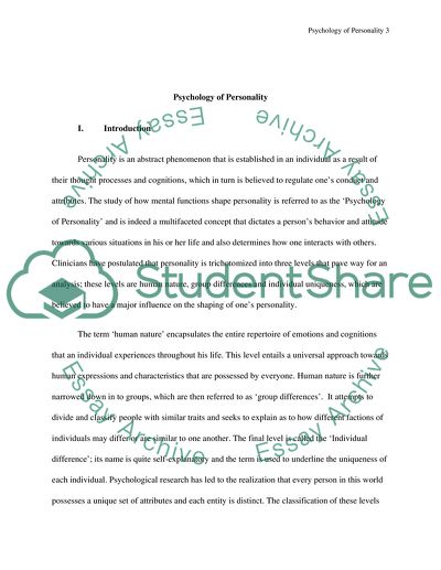 Five-Factor Model of Personality Assessment