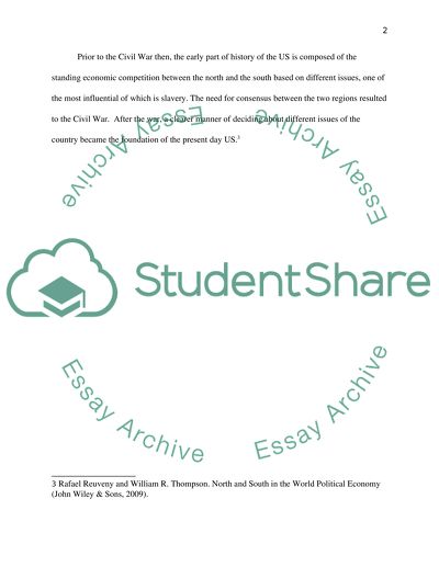 The Economic Relationship between the North and the South Prior to the Civil War