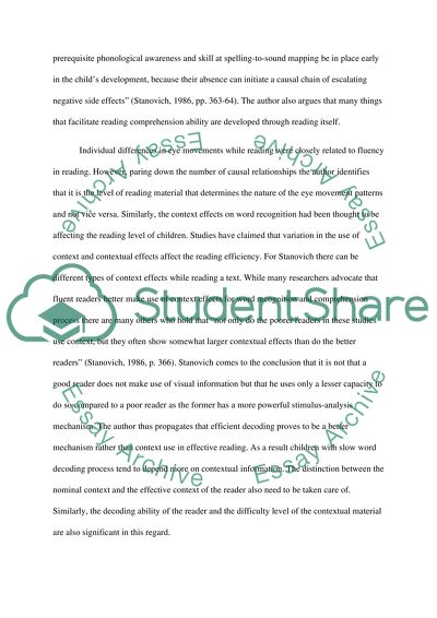 Matthew Effects in ReadingConsequences in the individual effects of language aquisition