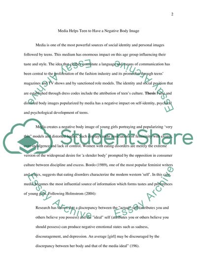 Media Helps Teen to Have a Negative Body Image