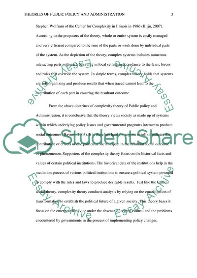 Theories of Public Policy and Administration