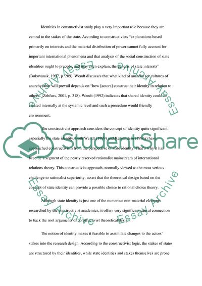 Why is the Notion of Identity so Important for the Constructivist Approach