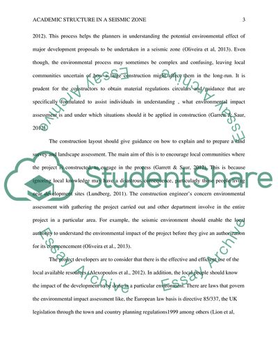 Environment Management and Sustainable Development When Constructing in a Seismic Zone