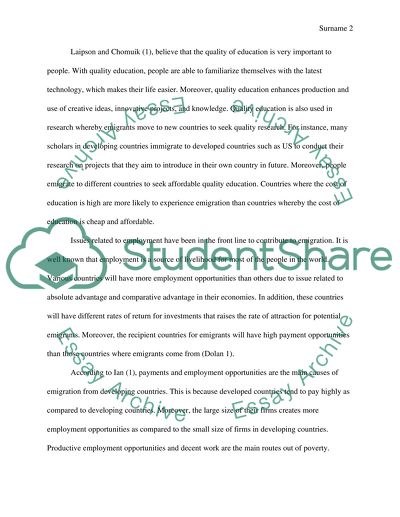 Emigration and Issues Related to Employment