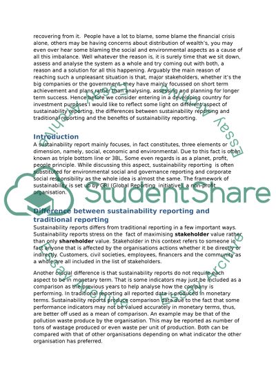 Management Accounting: Sustainability Reporting