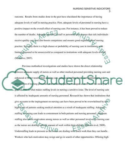 Nursing Sensitive Indicators