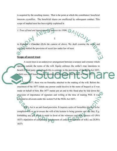 Secret Trust: Rationale Behind the Secret Trust