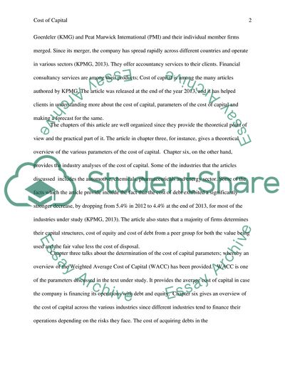 The Significance of the Cost of Capital for the Firms