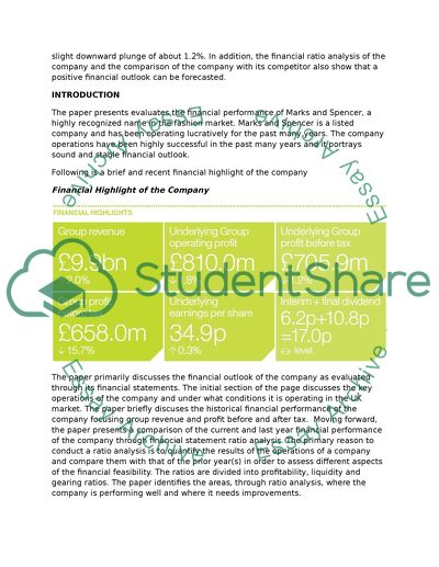 The Financial Performance of Marks and Spencer