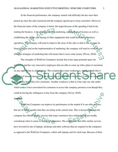 Managerial Marketing-Executive Briefing: WebCore Computers