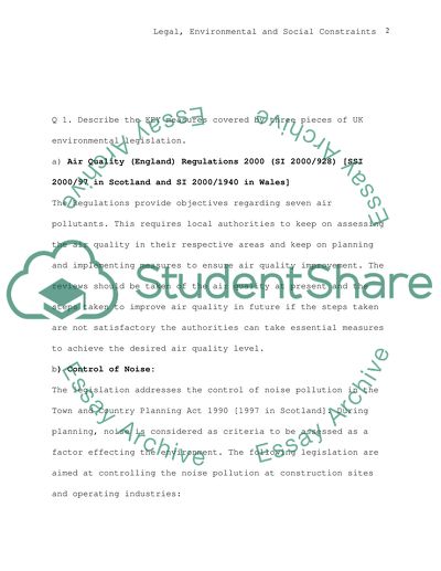 The Legal, Environmental and Social Constraints