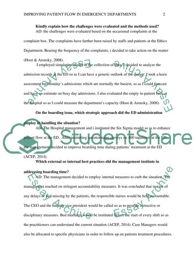 Improving Patient Flow in Emergency Departments