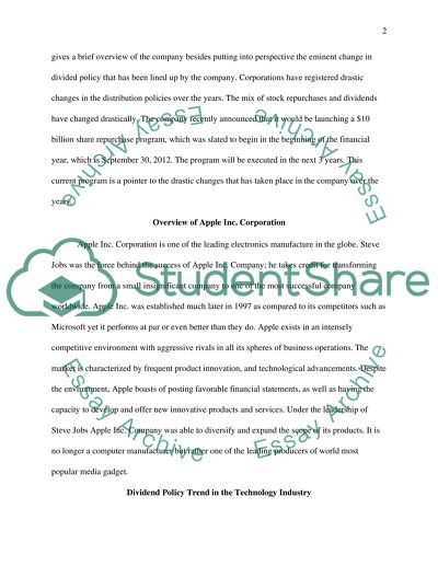 Change in Dividend Policy