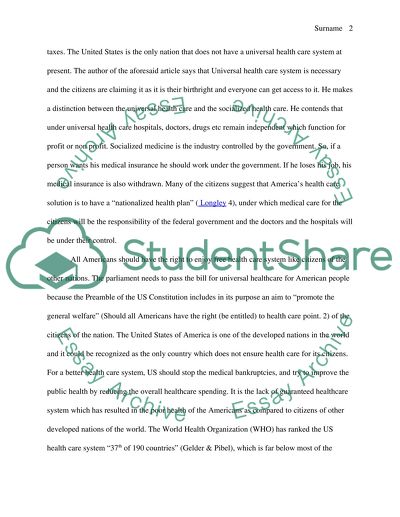 The Relevance of Universal Healthcare Policy in the US