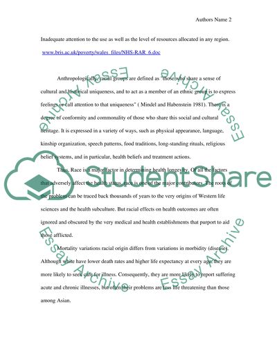 The Possibilities of Living a Healthy Life May Be Determined by a Persons Racial Origin