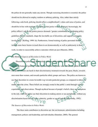 Police discretion postion