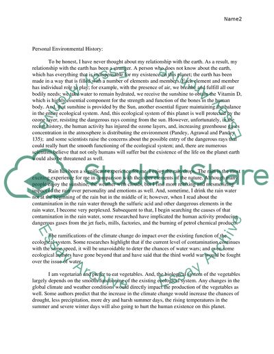 Ecological Footprint and Personal Environmental History