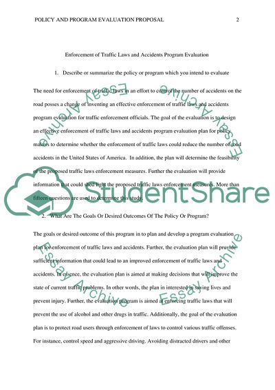 Enforcement of Traffic Laws and Accidents Program Evaluation