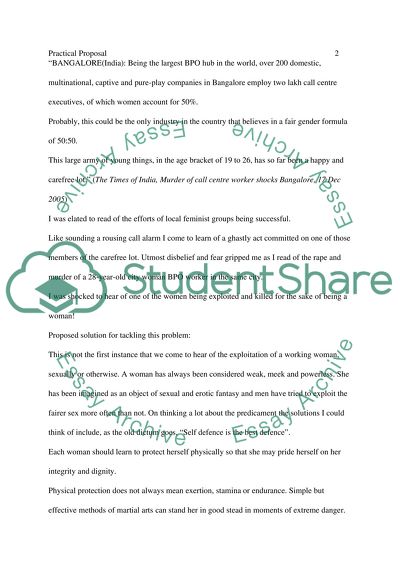 Proposal Argument PRATICAL PROPOSAL offering a solution to a local problem