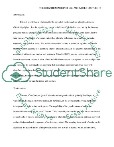 The Growth in Internet Use and Westernized, Homogeneous World Culture