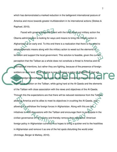 Current U.S. foreign policy in Afghanistan