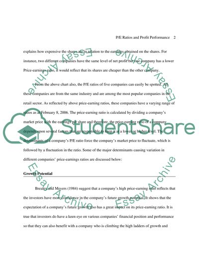 Price-Earning Ratios and Profit Performance