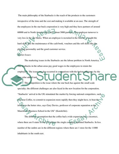 Service Marketing of The Starbucks Coffee Corporation