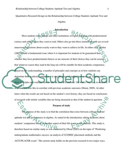 Relationship between College Students Aptitude Test and Algebra