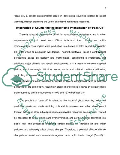 Fuel Crisis in Developing Countries Caused by Peak Oil