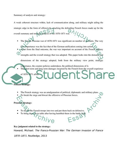 French Strategy Culminating in the Conflict of Germany and France of 1870-1871