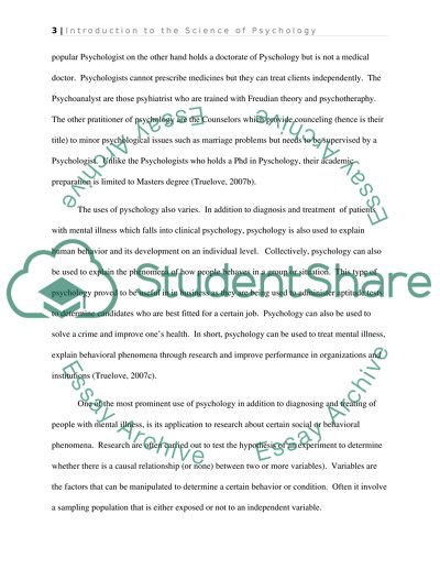 Science of Psychology, Behavior and Mental Process