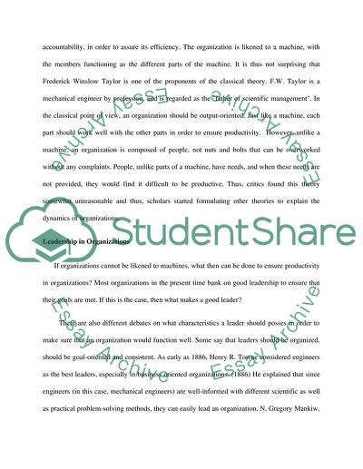 Organational Theory and Leadership