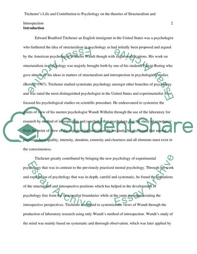 Life and Contribution to Psychology of Edward Titchener