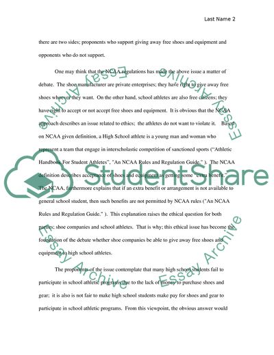 Should Shoe Companies Be Able to Give away Free Shoes and Equipment to High School Athletes