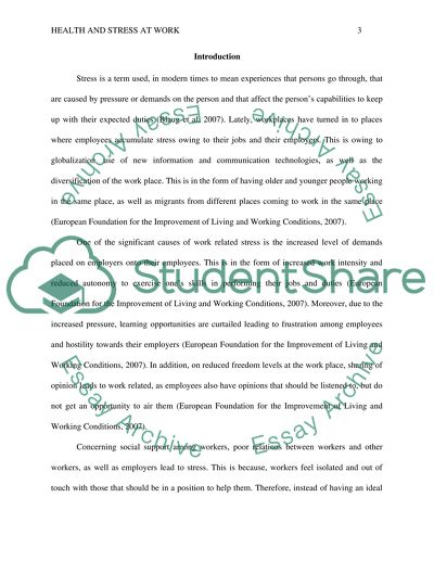 Health and Stress at Work