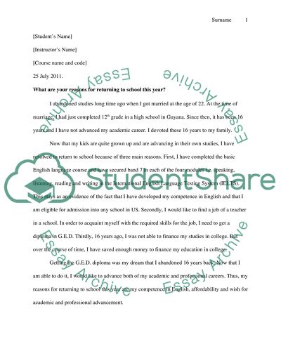 personal statement for returning students