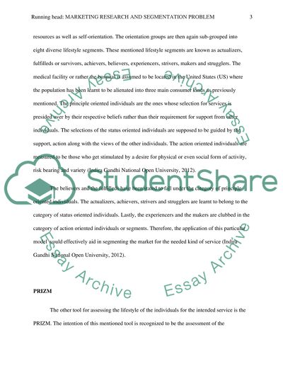 Marketing Research and Segmentation Problem for a Hospital