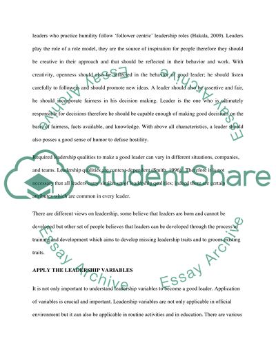 The Most Important Ideas You Have Learnt In Leadership Variables