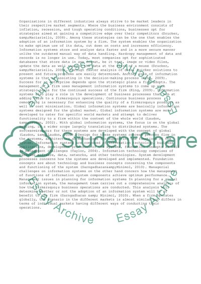 Strategic Role of Global Information Systems in Organizations