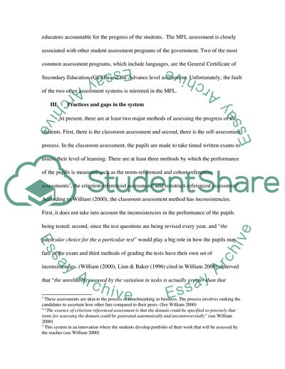 The Student Assessment Processes