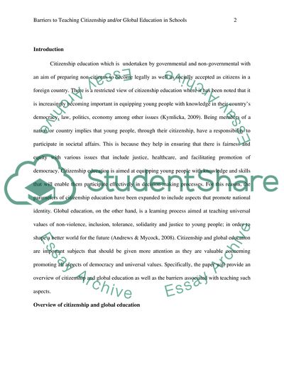 Barriers to Teaching Citizenship and/or Global Education in Schools