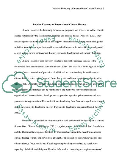 Political Economy of International Climate Finance