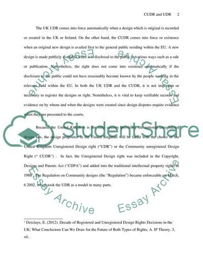 Comparison and Analysis of Unregistered Design Right and Community Unregistered Design Right