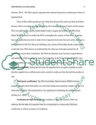 Importing US food Risk