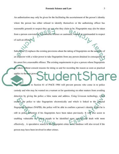 Forensic Science and Law: The Use of the Fingerprints and DNA Samples of Innocent Persons
