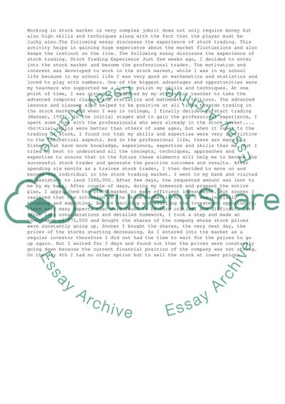 Stock trading experience