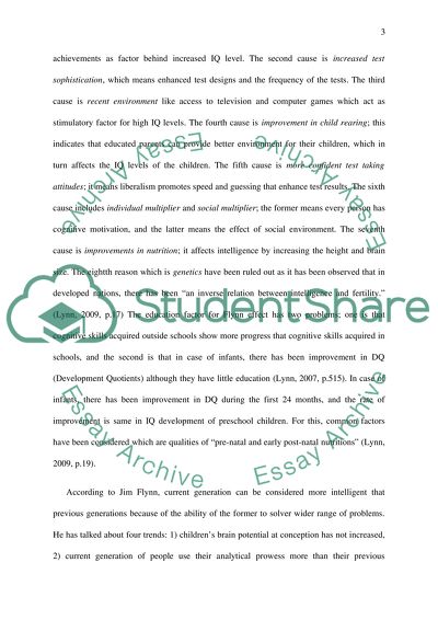 The Flynn Effect. Causes of Flynn Effect