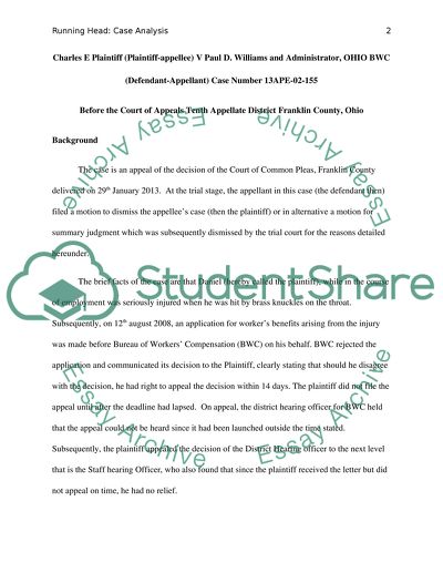 The case of injury at the workplace